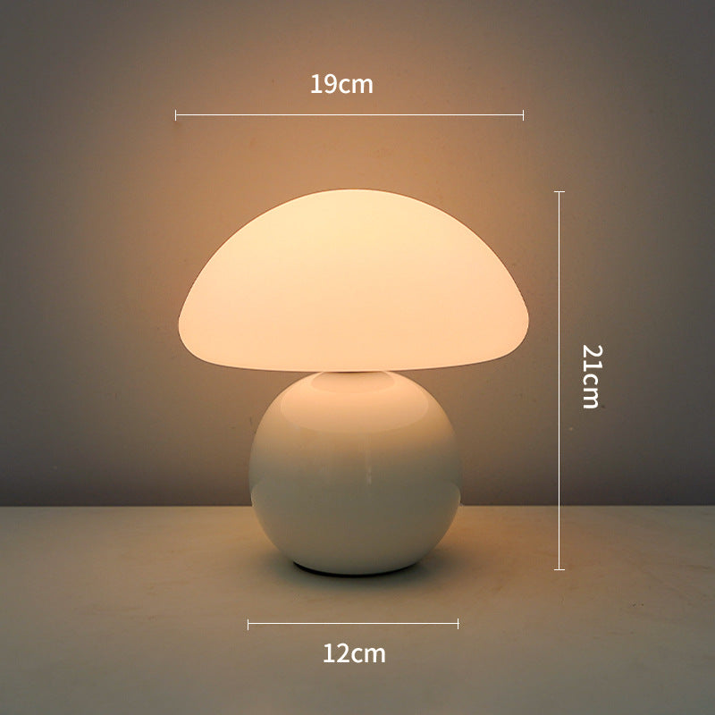 High-end cream-colored mushroom bedside lamp