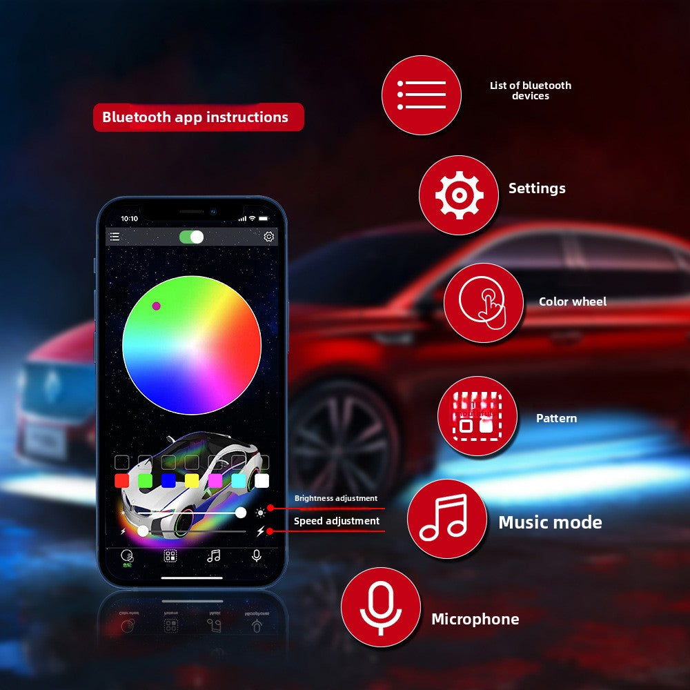 Multicolor LED Car Footwell Lights with Sound Activation